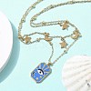 304 Stainless Steel Enamel Eye Moon Star Pendant Double Layer Necklaces for Women STAS-Z105-02G-2