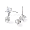 Rhodium Plated 925 Sterling Silver with Cubic Zirconia Stud Earring Findings STER-G036-05P-2