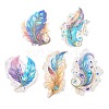 5Pcs 5 Styles Feather Waterproof PET Stickers Sets DIY-B071-03A-1