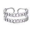 Non-Tarnish 304 Stainless Steel Curb Chain Open Cuff Ring RJEW-T023-13P-1