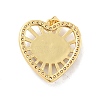 Heart Brass Micro Pave Clear Cubic Zirconia Pendants KK-G419-11G-4