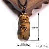 Natural Tiger Eye Cicada Pendant Necklace for Men PW-WG9230E-02-1