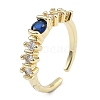 Rack Plating Brass Micro Pave Cubic Zirconia Cuff Finger Rings for Women RJEW-M028-51G-2