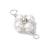 Glass Pearl Copper Wire Wrapped Flower Connector Charms PALLOY-JF03048-02-3