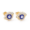 Enamel Evil Eye Stud Earrings with Clear Cubic Zirconia EJEW-G343-02G-1