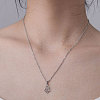 Non-Tarnish 201 Stainless Steel Hamsa Hand with Evil Eye Pendant Necklace NJEW-OY001-18-2