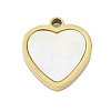 304 Stainless Steel Pave Natural White Shell Heart Charms STAS-L022-489G-1