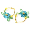 Woven Glass Flower Huggie Hoop Earring EJEW-MZ00235-5