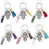 DELORIGIN 6Pcs 6 Styles Bullet Natural & Synthetic Gemstone Pendant Keychain KEYC-DR0001-03-1