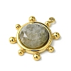 Ion Plating(IP) 304 Stainless Steel Pave Faceted Natural Labradorite Pendants FIND-Z028-39E-2