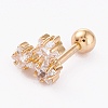 Brass Micro Pave Clear Cubic Zirconia Barbell Cartilage Earrings AJEW-P017-15G-1