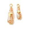 2Pcs Electroplated Natural Quartz Crystal Dyed Copper Wire Wrapped Pendants PALLOY-JF03173-01-1