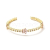 Cubic Zirconia Flower Open Cuff Bangles BJEW-P281-01G-04-2