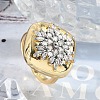 Brass Micro Pave Clear Cubic Zirconia Cuff Rings for Women RJEW-R011-11G-03-1