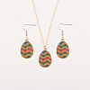 Easter Egg Alloy Enamel Pendant Necklace & Dangle Earrings Sets FS-WG38758-11-1