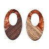 Transparent Resin and Walnut Wood Pendants RESI-T057-02C-2