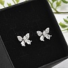 Brass Micro Pave Clear Cubic Zirconia Stud Earrings EJEW-R016-02P-3