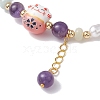 3Pcs Natural Amethyst & Carnelian & Dyed Malaysia Beaded Stretch Bracelets BJEW-JB11273-4