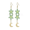 Star Glass Seed Beaded Dangle Earrings for Women EJEW-MZ00206-04-1