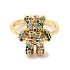 Cubic Zirconia Bear Open Cuff Ring KK-A180-24G-2