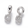 Brass Micro Pave Clear Cubic Zirconia European Dangle Charms ZIRC-G153-10P-1