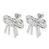 Bowknot Rack Plating Brass Stud Earrings for Women EJEW-A045-02P-1