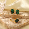 Simple Fashion Oval Natural Gemstone Cuff Ring & Stud Earrings Sets FJ0453-1-2