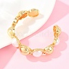 Half Round Brass and ABS Imitation Pearl Cuff Bangles for Women BJEW-T025-05G-01-5