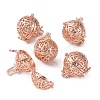 Round Brass Hollow with Flower Cage Pendants KK-WH0047-93RG-2