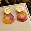 304 Stainless Steel & Resin Stud Dangle Earrings for Women SA-CBA717A-01G-02-1