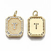 Brass Micro Pave Clear Cubic Zirconia Pendants KK-S356-234T-G-NF-2