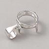 Rhodium Plated 925 Sterling Silver Open Back Bezel Pendant Cabochon Settings STER-WH0004-018B-2