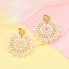 304 Stainless Steel & Bohemian Beaded Flower Dangle Stud Earrings for Women EJEW-R001-04B-4