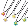 Glass Rhinestone & Glass Seed Beads Beaded Flower Pendant Necklaces NJEW-MZ00078-2