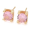 Rack Plating Brass Cubic Zirconia Stud Earrings EJEW-M090-08G-2