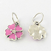 Enamel Style Flower Alloy Rhinestone Charms ENAM-S085-M-2