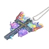 Colorful Butterfly Faith Jesus Cross Acrylic Pendant Decoration RJEW-E007-03P-01-3