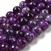 Faceted Natural Dragon Veins Agate Beads Strands G-F447-12mm-P09-1