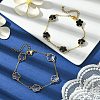 2Pcs 2 Colors Glass Flower Link Bracelets BJEW-JB10586-2