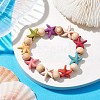 Beach Starfish Dyed Synthetic Turquoise Stretch Bracelets BJEW-JB10294-02-2