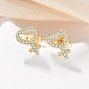 Brass Micro Pave Clear Cubic Zirconia Stud Earrings EJEW-M076-01G-03-1