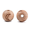 Engraved Beech Wood Beads WOOD-N015-04B-1