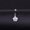 304 Stainless Steel Clear Cubic Zirconia Flower Curved Barbell Belly Rings FS-WG2B467-01-2