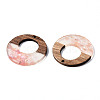 Transparent Resin & Walnut Wood Pendants X-RESI-T035-20-A01-3