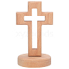 Wood Cross Figurines Ornaments DJEW-WH0016-75-1