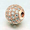 Round Brass Micro Pave Cubic Zirconia Beads ZIRC-N016-01RG-12mm-2