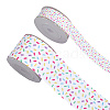 4Rolls 2 Styles Printed Polyester Grosgrain Ribbons OCOR-GF0004-70-1