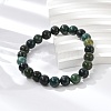 Natural Moss Agate Beaded Stretch Bracelets X-B072-5-3