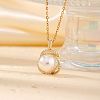 Brass Pave Clear Cubic Zirconia Pendant Necklaces ER6847-2