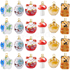 24Pcs 6 Styles Porcelain Pendants PALLOY-FH00169-1